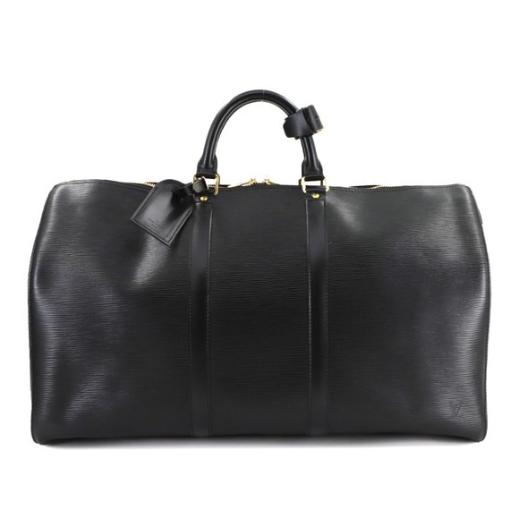LOUIS VUITTON Black Leather Keepall 50 Boston Bag - Picture 1 of 9